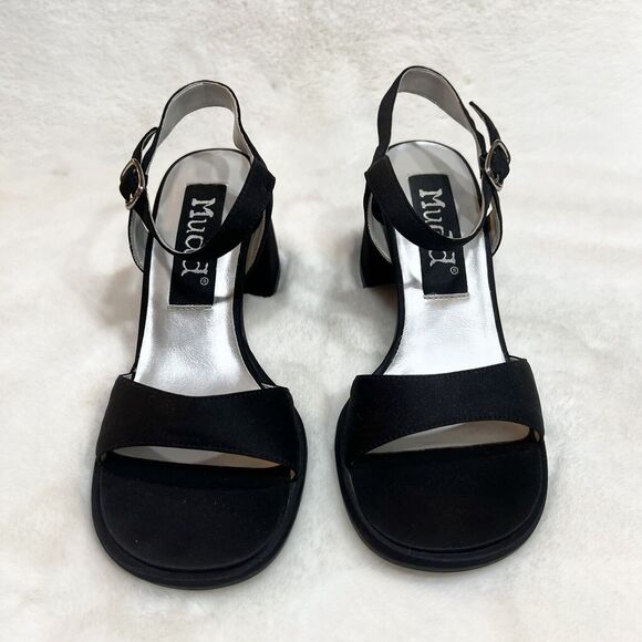 Mudd Annette Vintage Y2K Chunky Strappy Block Heels Black Sz 6.5 M - Picture 2 of 10